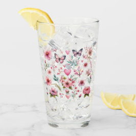 Rosa Feminina blommor och fjärilar Glaskopp