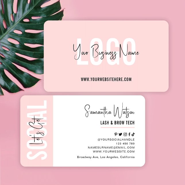  Rosa Feminine Minimalist Nagel Beauty Salon Visitkort (Skapare uppladdad)
