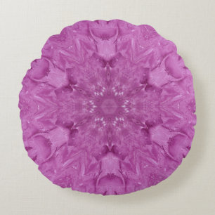 Rosa Feminine Snöre Kaleidoskop Snowflake Rund Kudde