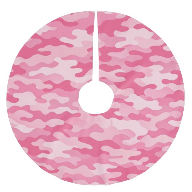 Rosa feminint kamouflage-mönster julgransmatta borstad polyester (Framsidan)