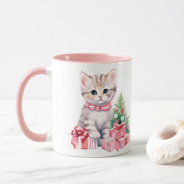 Rosa Festities Kitten Coffee Mugg (Med munk)