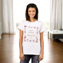 Rosa Festive Baby Shower Blommigt Mamma att vara T Shirt