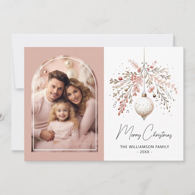 Rosa Festive Bauble Arch Ram Family PhoCard Julkort (Framsida)