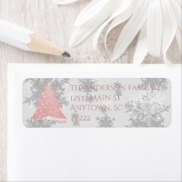 Rosa Festive Julgran Adressetiketter Returadress Etikett