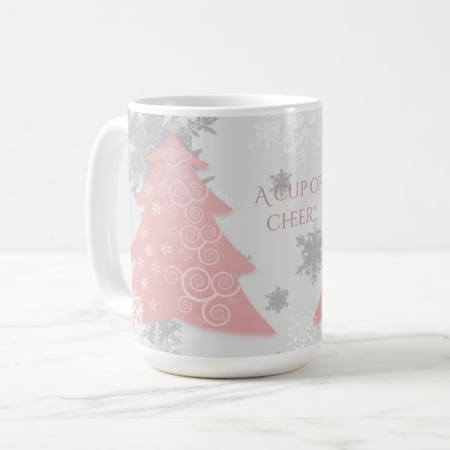 Rosa Festive Julgran Coffee Mugg (Framsida vänster)