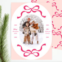 Rosa Festive Retro Trendig Bows Oval Photo