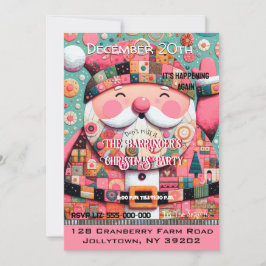 Rosa Festlig Chic Glädjefull Tomte Årlig Jul Inbjudningar