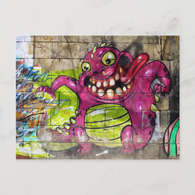 Rosa fet monster vykort (Framsida)