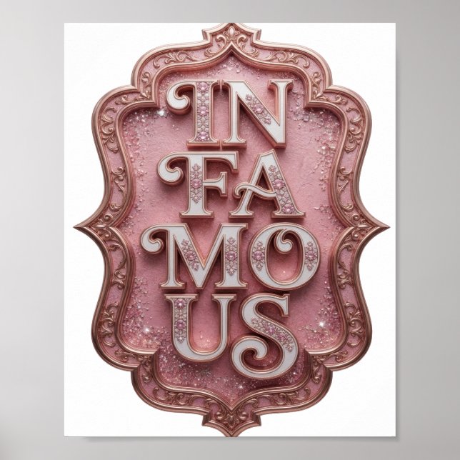 Rosa fetstil i berömd 3D-textkonst Poster (Framsidan)