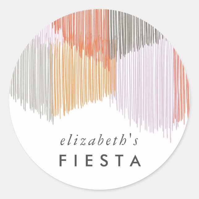 Rosa Fiesta Fringe Runt Klistermärke (Framsida)