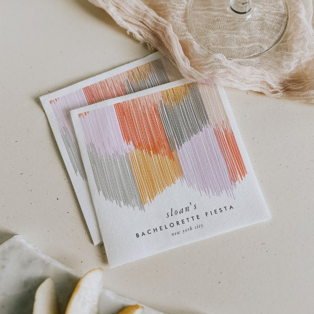 Rosa Fiesta Modern Fringe Bachelorette Party Pappersservett (Pink Modern Fringe fiesta paper party napkins.)