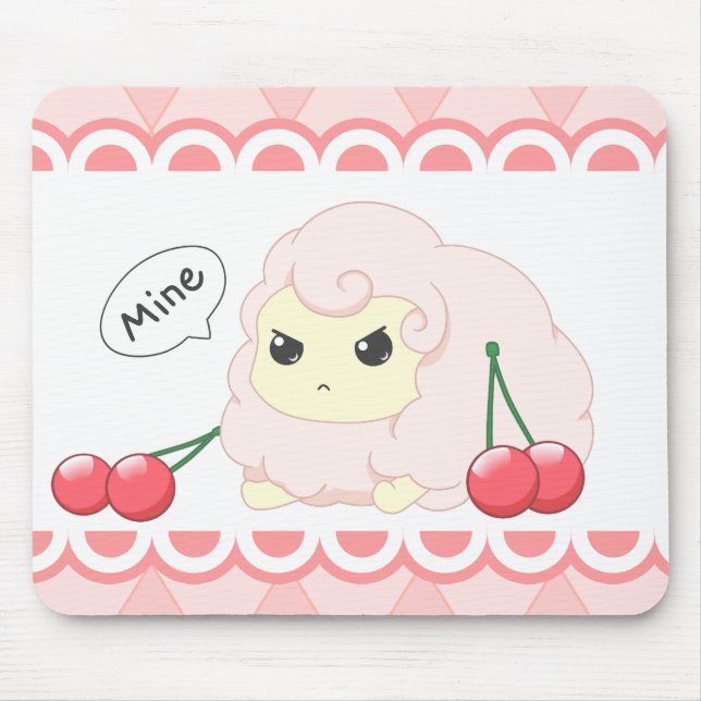 Rosa fiesty får för gullig kawaii med körsbär musmatta (Framsidan)