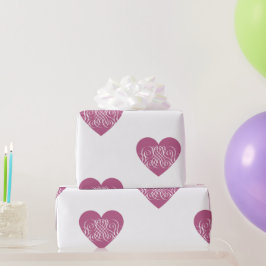 Rosa filigran hjärtmönster elegant Alla hjärtans d Presentpapper