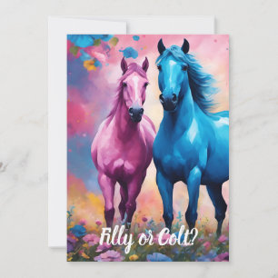 Rosa Filly & Blue Colt Western Stil Gender Reveal Inbjudningar