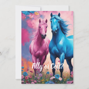 Rosa Filly & Blue Colt Western Stil Gender Reveal Inbjudningar
