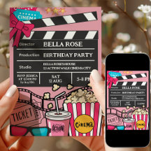 Rosa filmkvälls födelsedagsfest för tjejer