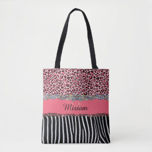 Rosa fin glittrig flickig leopardtryck elegant tygkasse