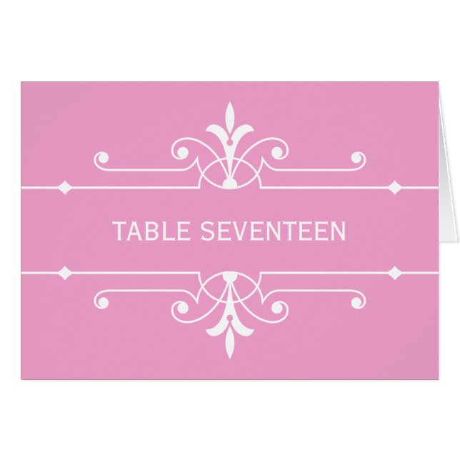 Rosa Finare Bordsnummer Hälsningskort (Framsidan Horizontal)
