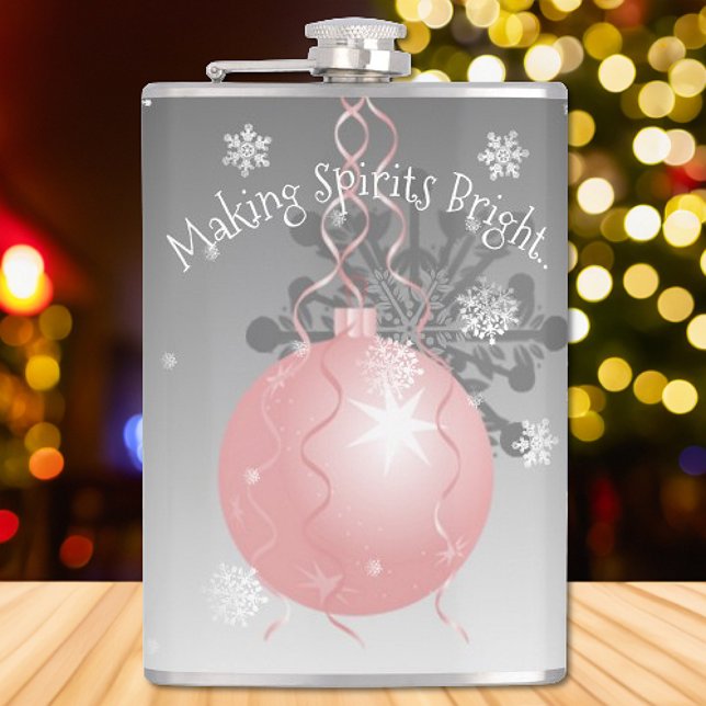 Rosa Finare julklapp för prydnadsföremål Fickplunta (Pink Fancy Christmas Ornament Flask)
