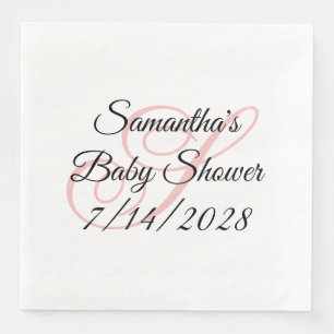 Rosa Finmonogram Babyshower Pappersservett