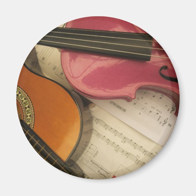 Rosa fiol och gitarr magnet (Framsidan)