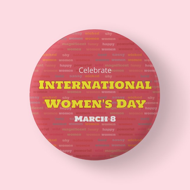 Rosa firande av internationella kvinnodagen-knapp knapp (INTERNATIONAL WOMEN'S DAY BADGE)