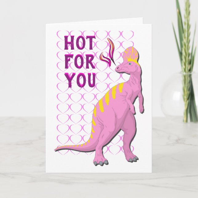 Rosa Fire Breathing Dragon-Happy Valentine Day Kort (Framsida)