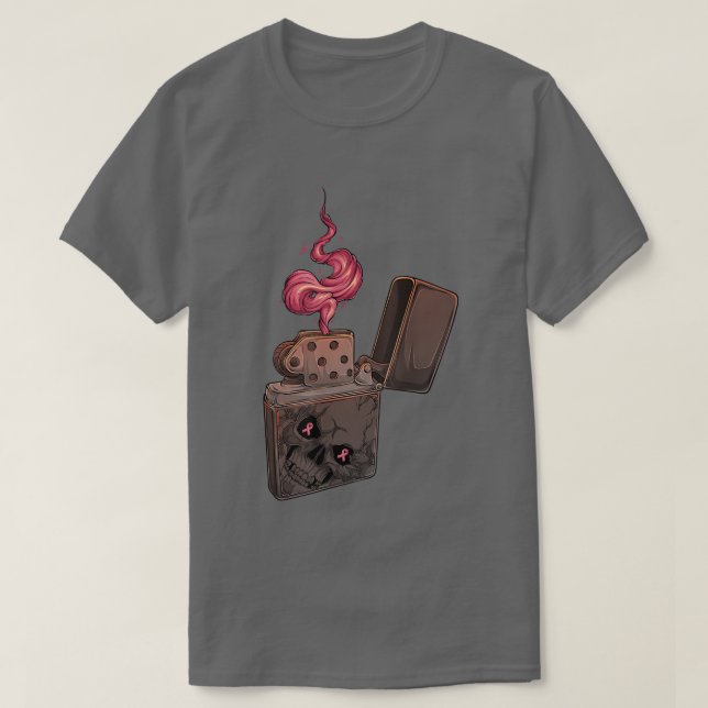 Rosa Fire Clipper Lighter Skeleton Breast Cancer A T Shirt (Design framsida)