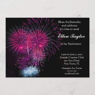 Rosa Fireworks Pension Party-inbjudan Inbjudningar