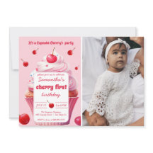 Rosa First Cherry & Cuppie Födelsedagsfest Photo
