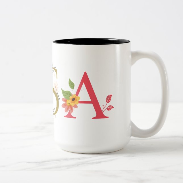 ROSA First Namn Elegant Embroired Två-Tonad Mugg (Höger)