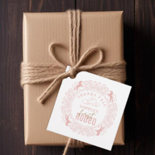 Rosa First Rodeo Birthday Favor Tags - Cowgirl Tha Gåvor Etiketter