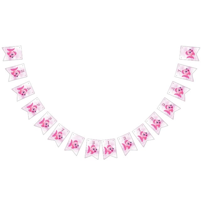 Rosa Fish Bunting Flagga (Alla)