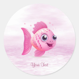 Rosa Fish Sticker Runt Klistermärke