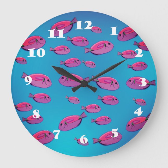 Rosa Fishes Art Wall Clock Stor Klocka (Framsida)