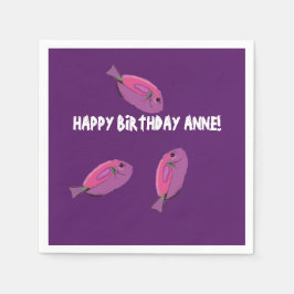 Rosa Fishes eget namn Birthday Napkins Pappersservett