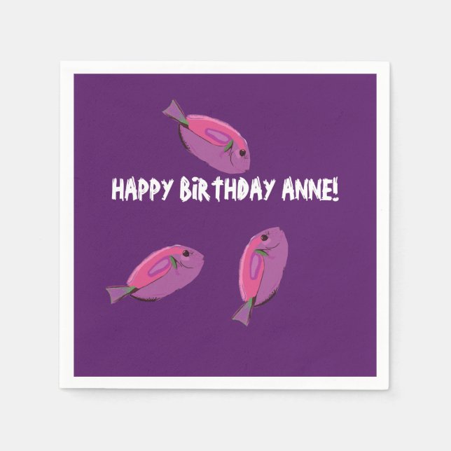 Rosa Fishes eget namn Birthday Napkins Pappersservett (Framsidan)