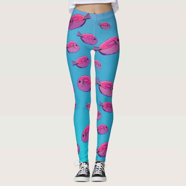 Rosa Fishing Anpassningsbar Leggings (Framsida)