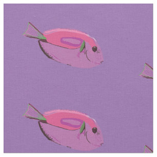 Rosa Fishing Mönster, Fish Art Anpassningsbar Fabr Tyg