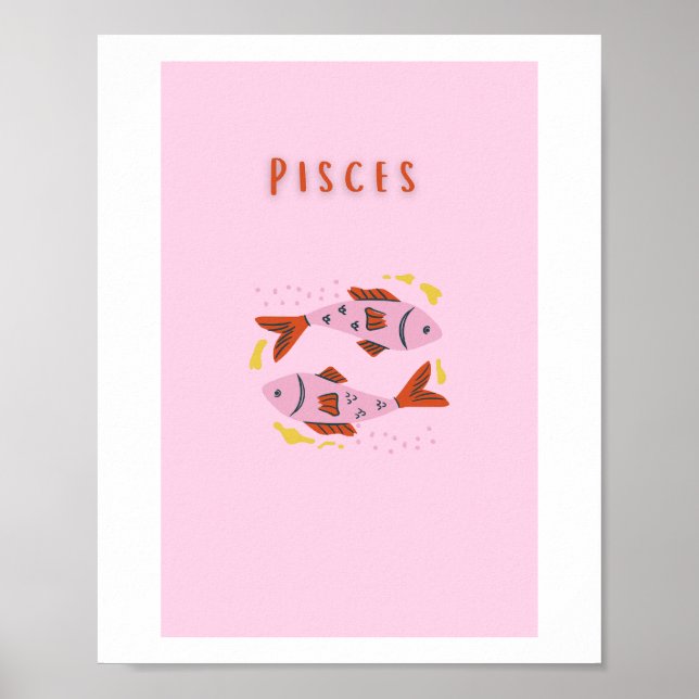 Rosa Fiskarna, stjärntecken, stjärnbildstryck Poster (Framsidan)
