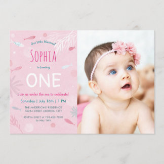 Rosa Fiske Barns födelsedag Party-fotokort Inbjudningar