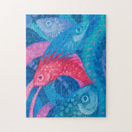 Rosa Fiske Sjögräs Sea Ocean Animals Undervattensa Pussel