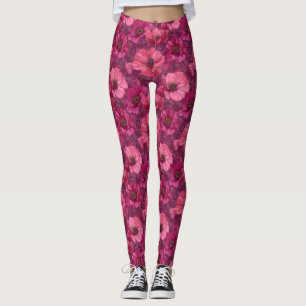 Rosa Fitness Mode Anemoner Estetiska Mammor Leggings