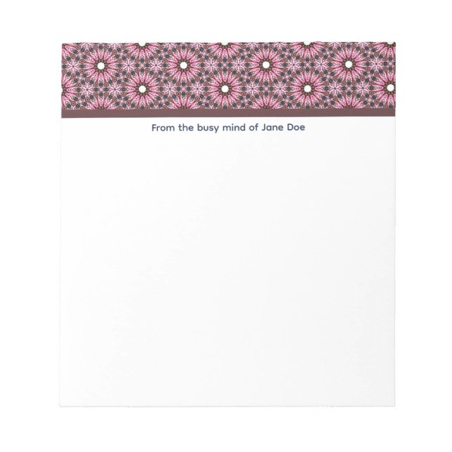 Rosa fjädermandala boho anteckningsblock (Framsida)
