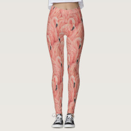 Rosa fjädrar flamingo leggings yoga byxor
