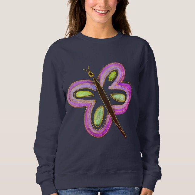Rosa Fjäril Abstrakt Konst att Bära T Shirt (Framsida)