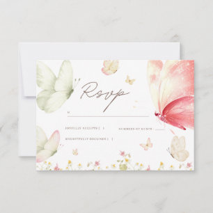 Rosa fjäril baby shower RSVP-kort flicka blommig OSA Kort