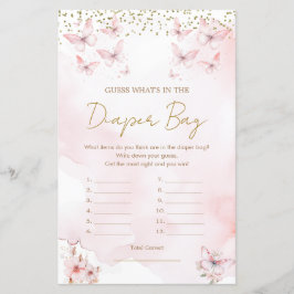 Rosa Fjäril Baby Shower Vad finns i blöjbagen