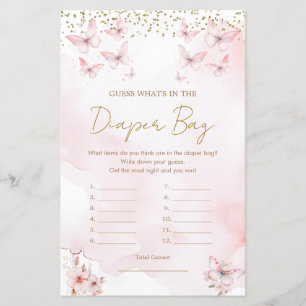 Rosa Fjäril Baby Shower Vad finns i blöjbagen