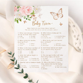 Rosa fjäril Baby trivia baby shower spel